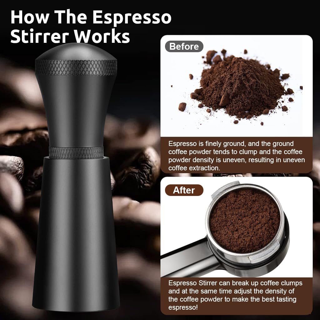 Supvox Espresso Coffee Stirrer for Uniform Grounds with 17 Stainless Needles & Ergonomic Handle | Precise Barista Distribution Tool