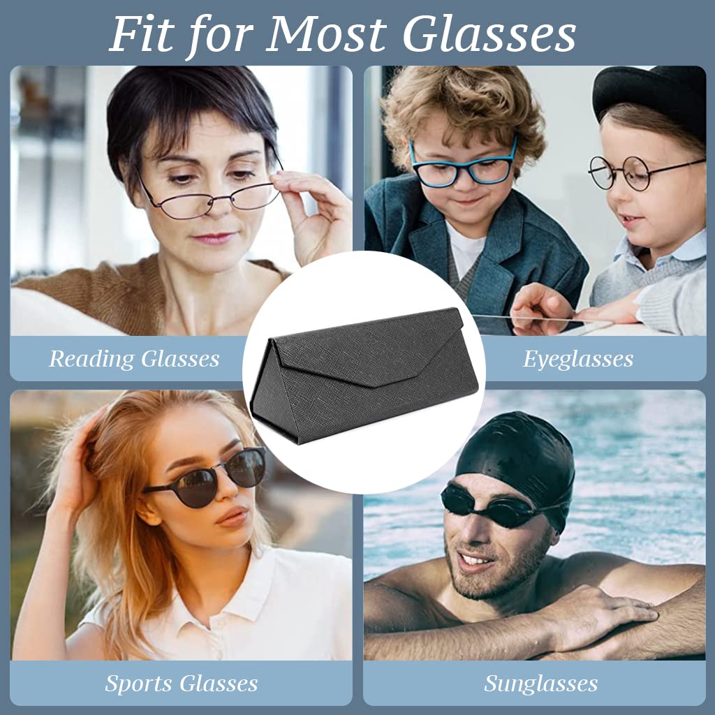 GUSTAVE Sunglasses Organizer Case for Travel with Triangle Folding Design and PU Leather | Includes Lens Wipe Cloth