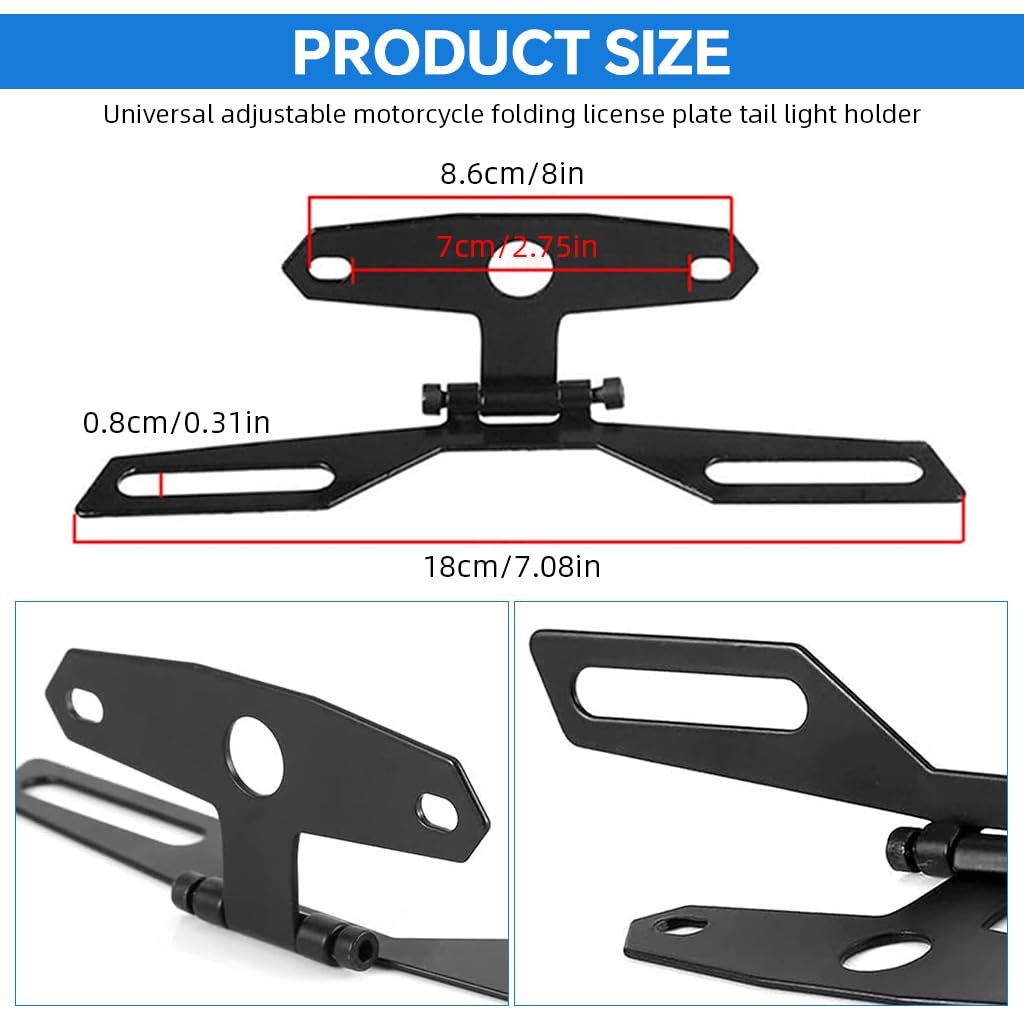STHIRA Folding Motorcycle Tail Light Mount Bracket for Rear Fender Use | Adjustable License Plate Holder