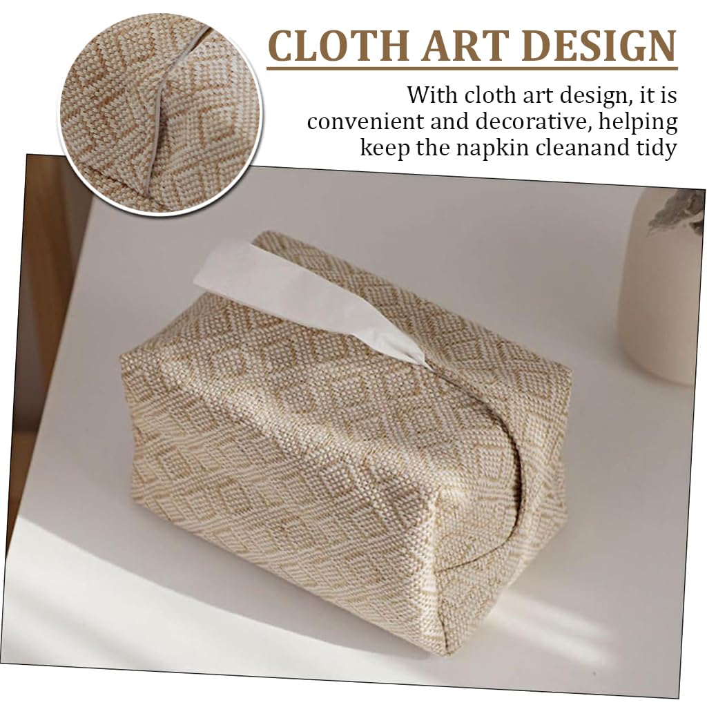 HASTHIP® Tissue Paper Box Boho Cotton and Linen Fabric Tissue Paper Box Tissue Paper Dispenser Tissue Paper Holder for Desk Living Room Tissue Paper Box Car Tissue Paper Holder