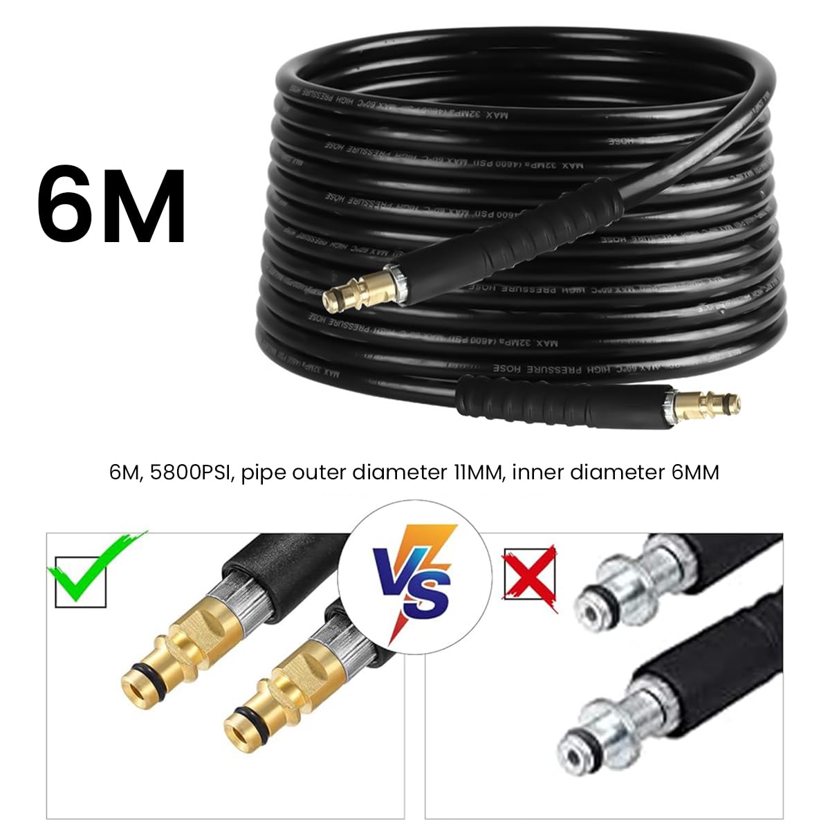 Serplex Water Hose for Karcher K Series Pressure Washers featuring 19.6ft PE Build & Metal Connectors