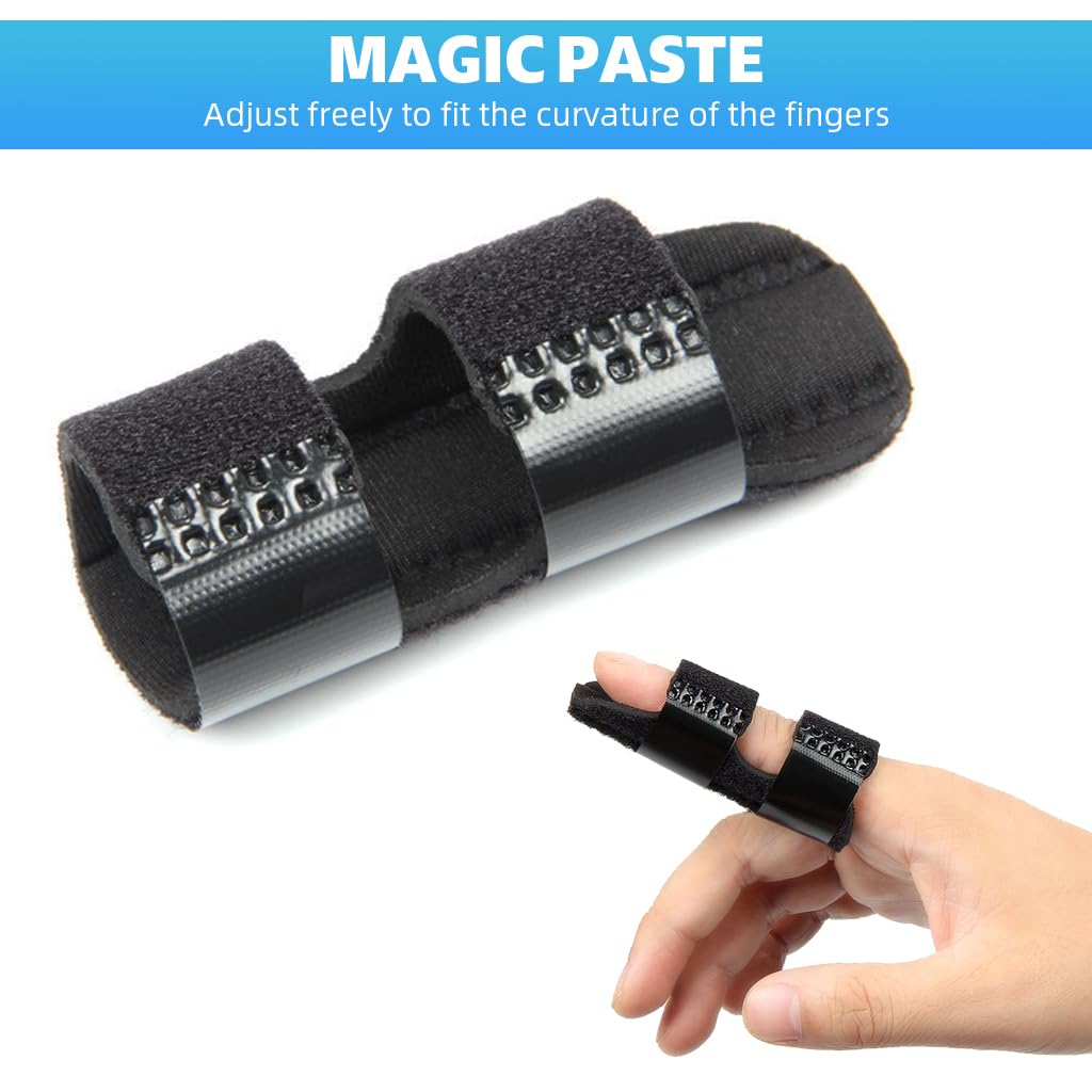 HANNEA Finger Splints for Pain Relief and Injury Recovery 12PCS with Dual Hook Closure | Built In Aluminum Support