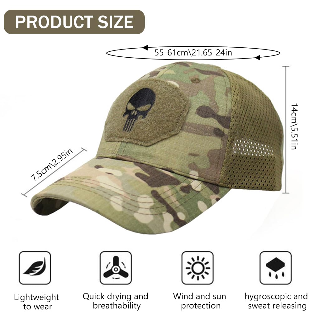 GUSTAVE Tactical Camouflage Sport Baseball Cap for Outdoor Activities | Breathable Cotton Polyester Mesh Hat for Men