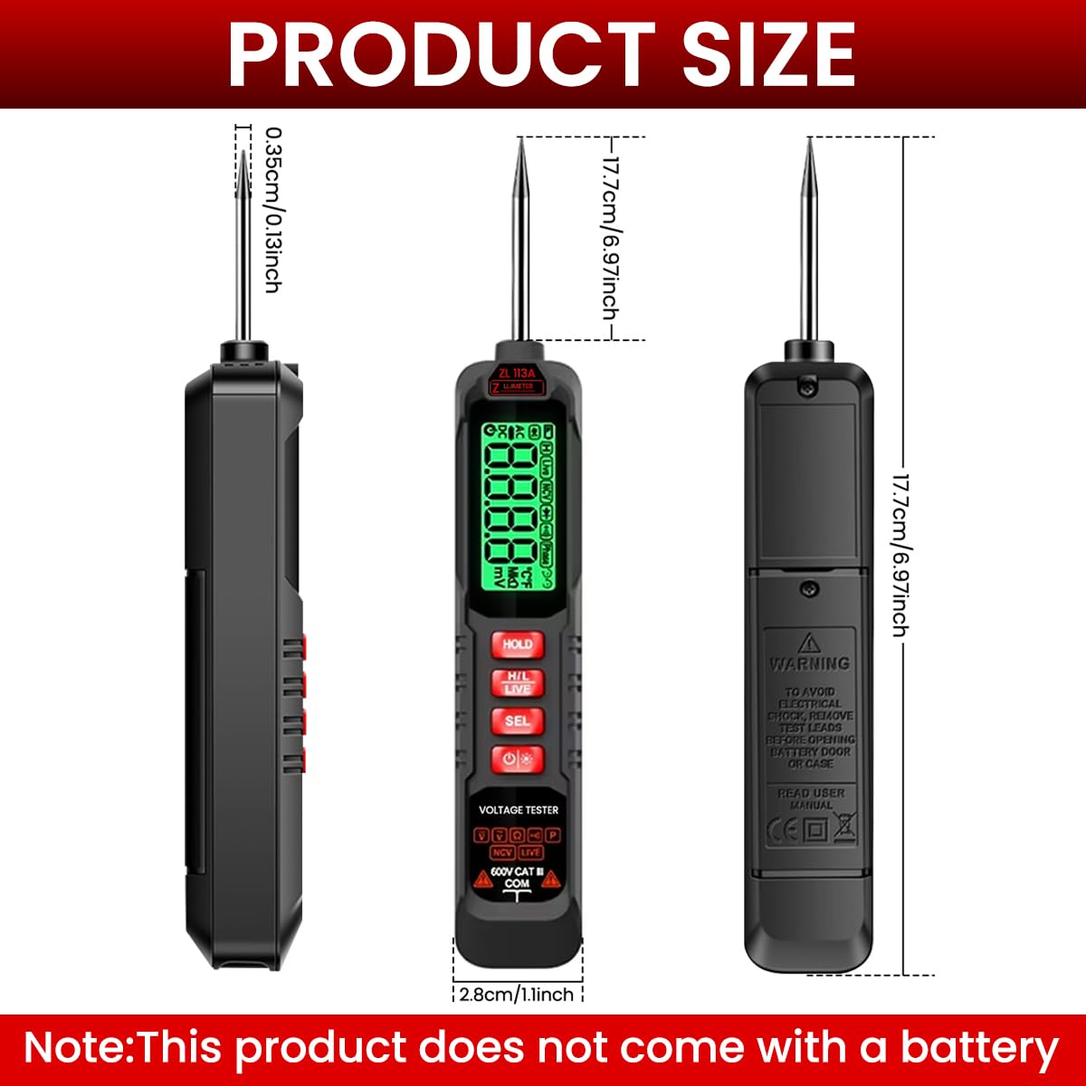 Serplex Digital USB Voltmeter Multimeter for Device Testing with Dual Ports and Color LED Display | Supports PD QC 3.0 Fast Charging 3.6V–12V 3A
