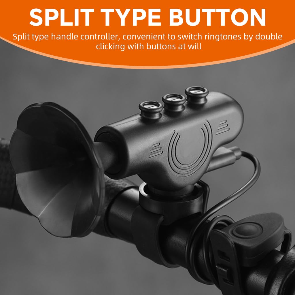 Proberos Electric Bike Horn for Bicycles and Scooters with 120db Sound and USB Recharge | 5 Switchable Ringtones