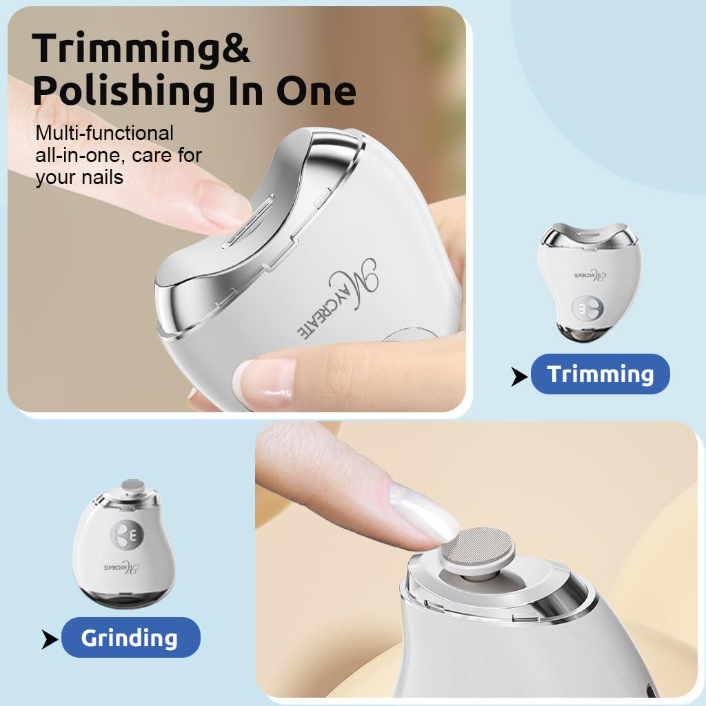 SNOWIE SOFT USB Baby Nail Trimmer with Dual Head 3 Speeds and LED Light | Rechargeable 500mAh