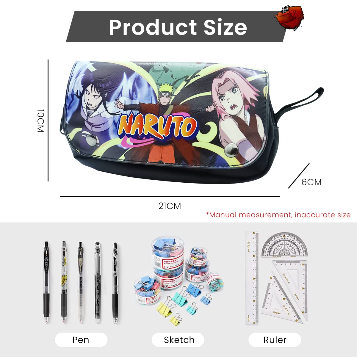 FANCYKU Na ruto Pencil Case for Students with Dual Layer Storage and PU Cover | Anime Gift