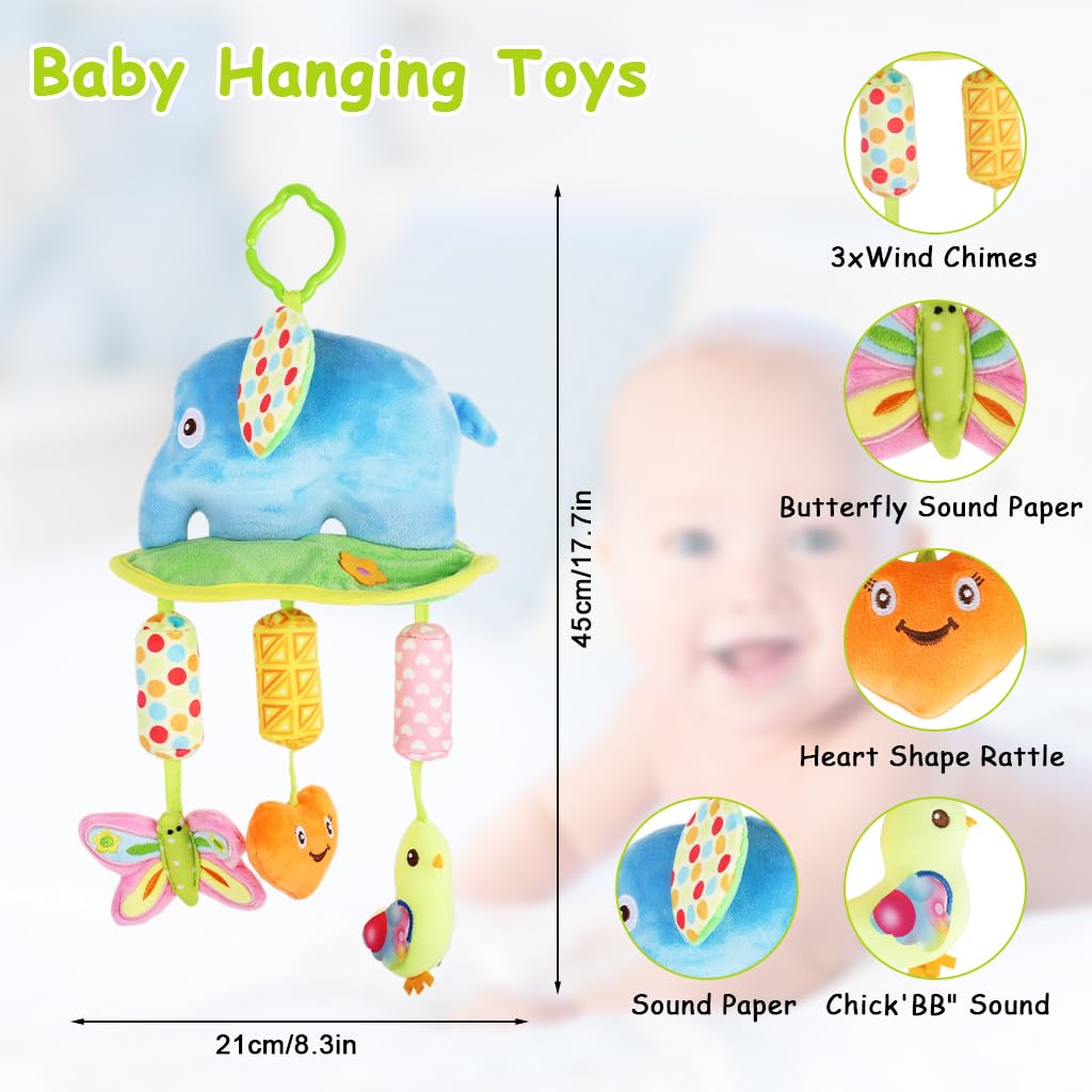 SNOWIE SOFT Baby Car Toy for Stroller with Teether and Rattle Sound | Soft Plush Duck