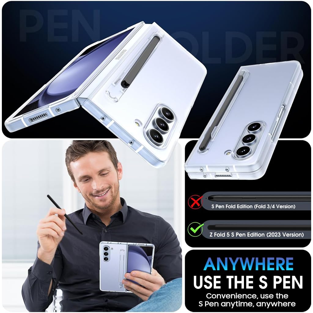 ZORBES Phone Case for Samsung Galaxy Z Fold 5 with 6.3 in Front Cover and S Pen Holder