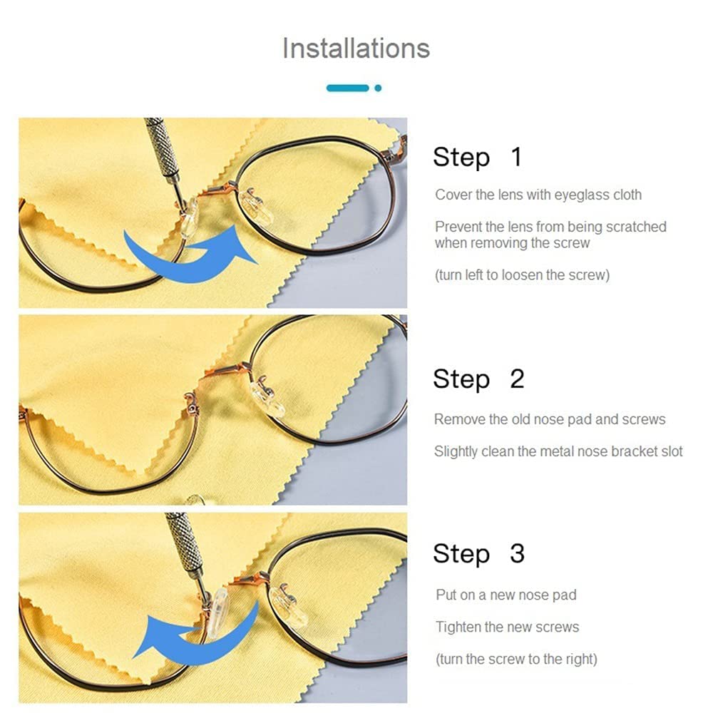 MAYCREATE Eyeglasses Nosepad Repairing Kit with 35pcs Silicone Pads and 3 in 1 Screwdriver | Glasses Repair Set with Tweezers Screws and Earhooks