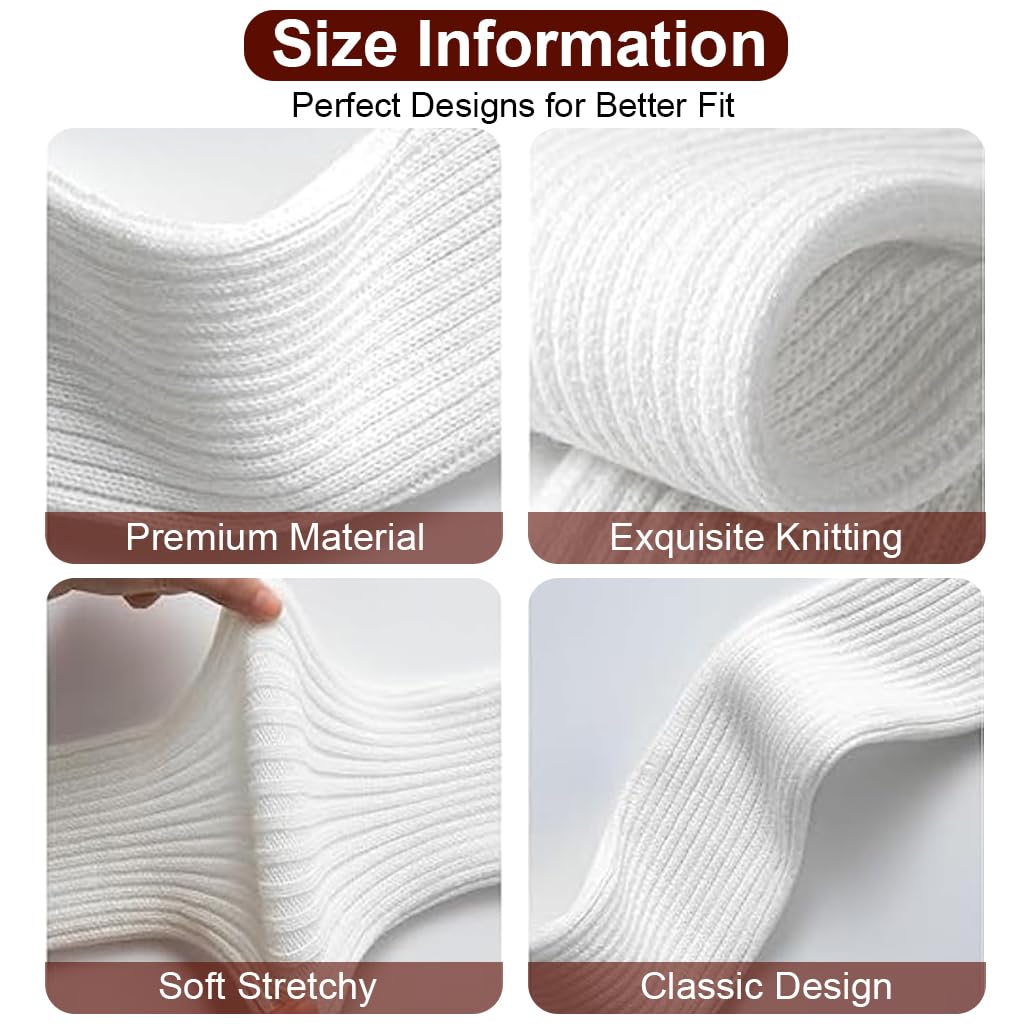 PALAY Leg Warmers for Women featuring Thick Knit Acrylic Fabric and Elastic Stay-Up Cuffs | White 1 Pair