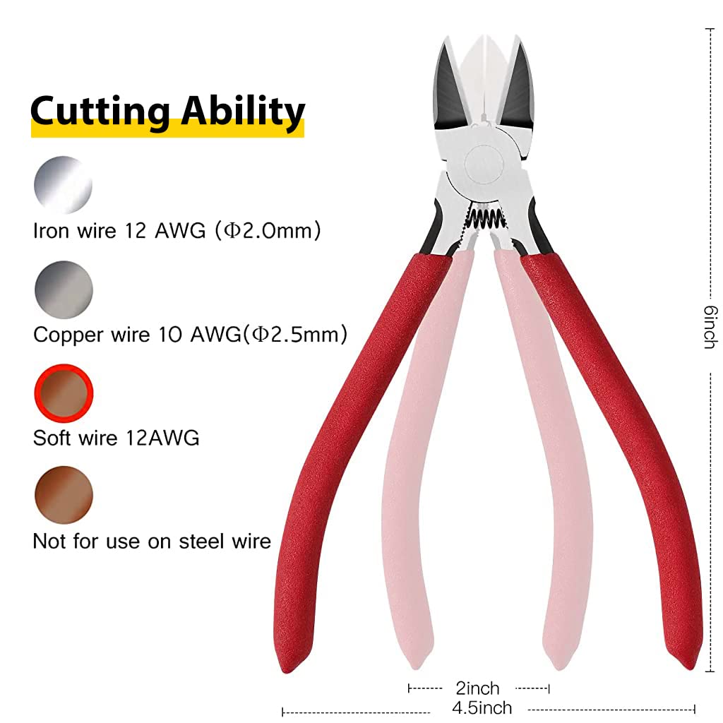 Serplex® 6 inch Steel Wire Cutter Tool Wire Stripper and Cutter Cutting Plier Nose Pliers Rubberized Handle Labor Saving Wire Cutter Sharp Wire Cable Cutter Plier Tool for Electricity Work