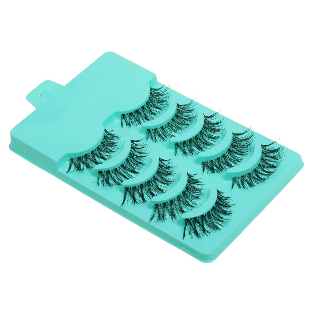 Supvox  Magideal Beauty Makeup Handmade Messy Cross Style False Eyelashes (Green) - Pack of 5 Pairs