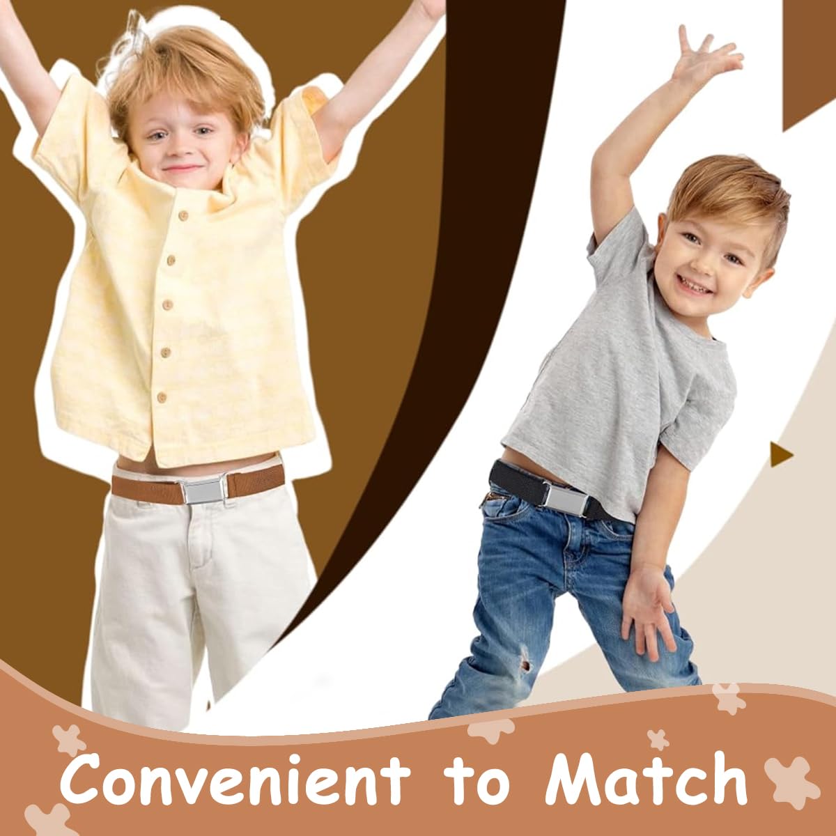 GUSTAVE Kids Belt for Boys 2‑4 Years with Quick Release Buckle and Elastic Fit | Fits 35‑50 cm