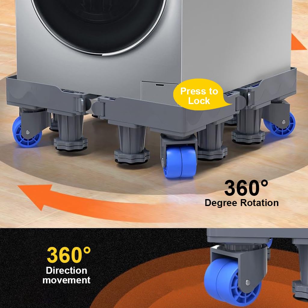 HASTHIP Stand for Washing Machine with 4 Swivel Wheels and Adjustable 16–25 in Base | Dual Support Tubes