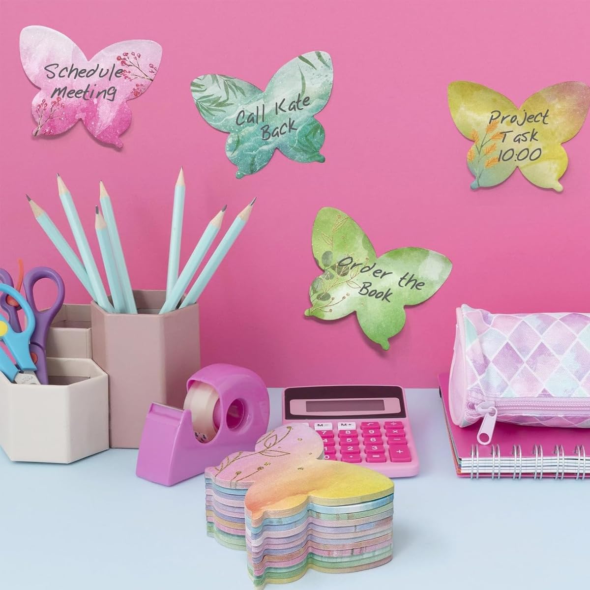 HASTHIP Butterfly Sticky Notes for DIY Scrapbooking and Office Use with 240 Sheets 8.5x6.5cm | 12 Colorful Designs