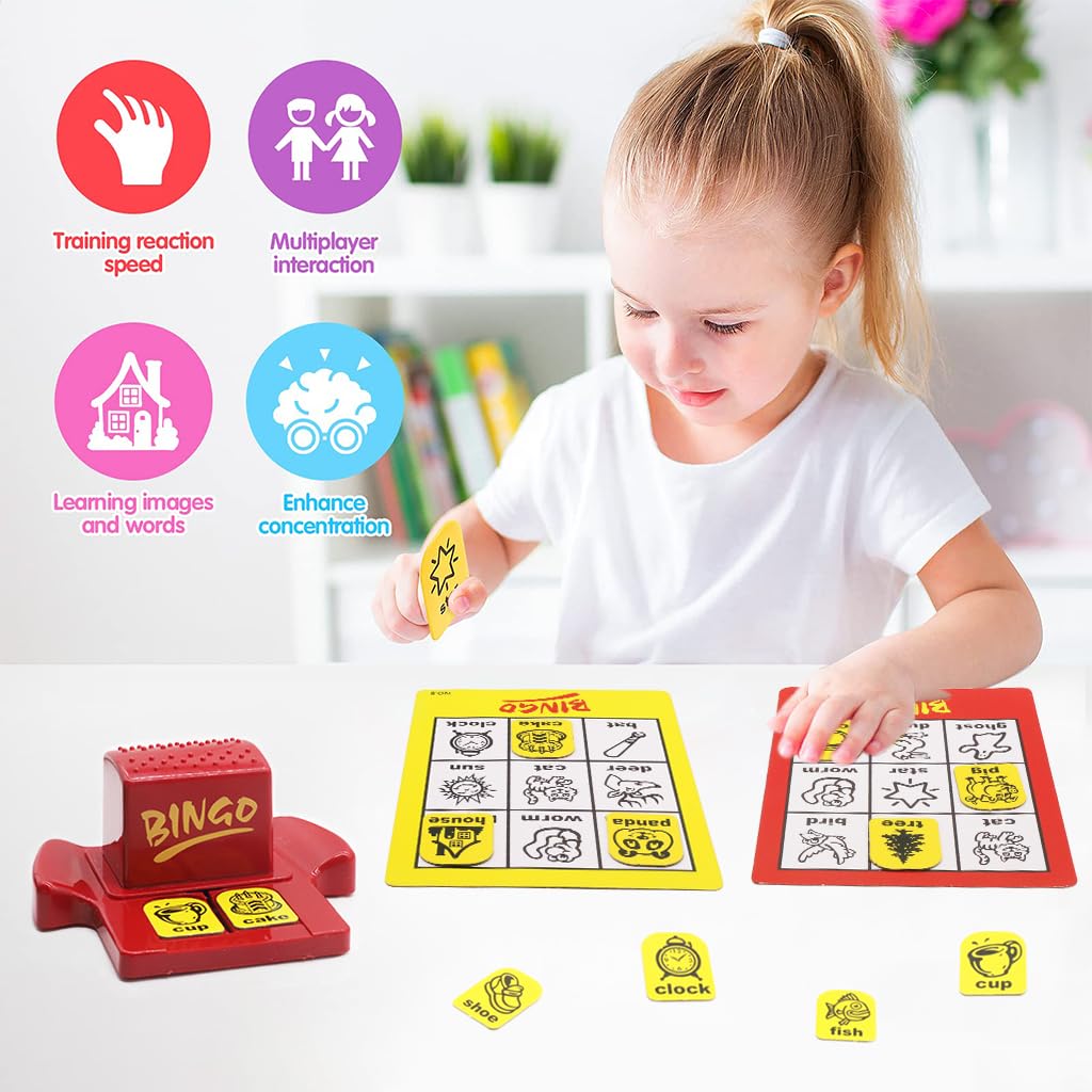 PATPAT® Postbox Matching Word Board Games Bingo Game Educational Toys for Kids 3 Years Boys Girls Adult Gifts with Animals Recognition & Increases Memory Challenge Yellow|Pack of 1