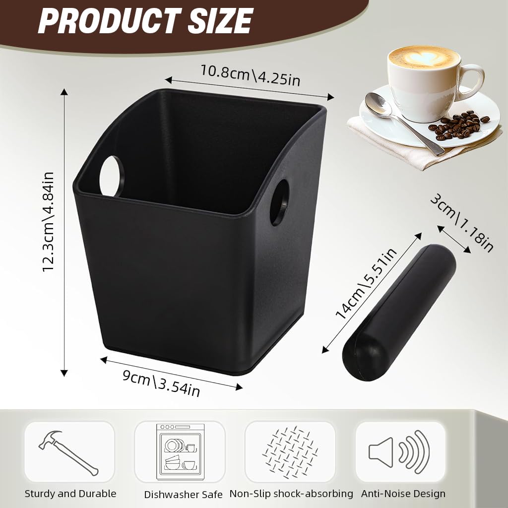 Supvox Coffee Grounds Knock Box for Espresso Machines with Cross Bar and ABS Plastic | Reusable Container for Home or Café