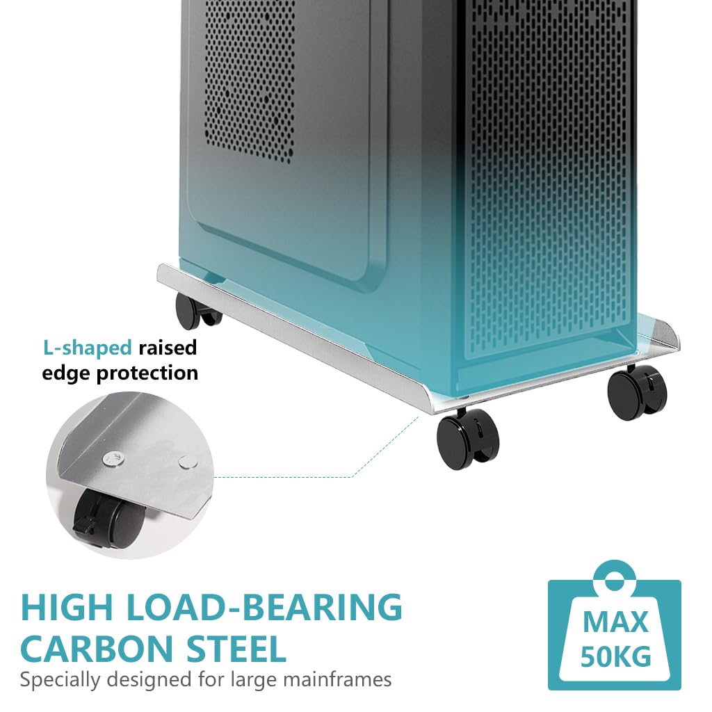 ZORBES Computer Tower Stand for Home and Office with Retractable Panel and Carbon Steel Ventilated Tray