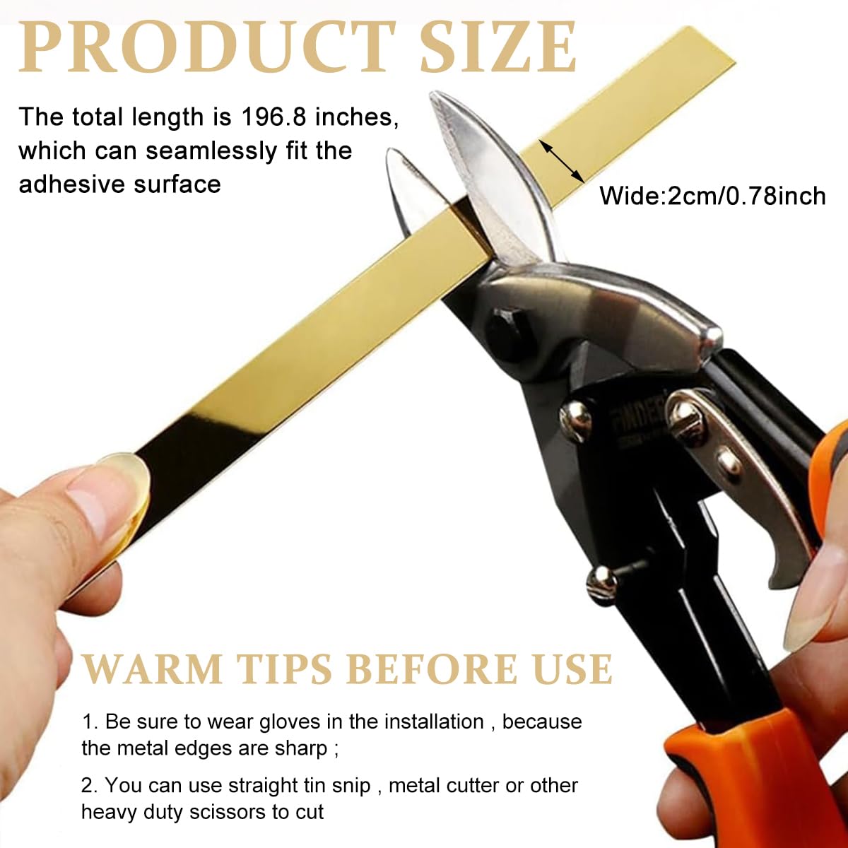 HASTHIP Metal Trim Wall Strip for DIY Decoration featuring Self Adhesive Design and 16.4ft Golden Stainless Steel | Mirror-Like Finish for Home Interiors