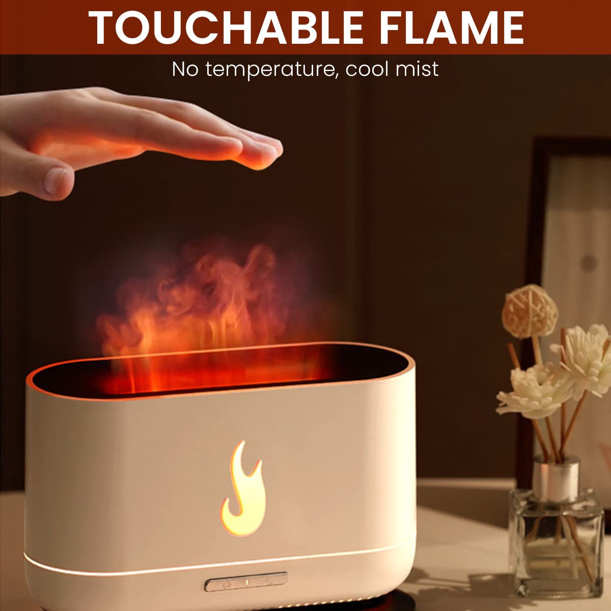 HANNEA Oil Aroma Diffuser for Home with 200mL Tank and Ultrasonic Mist | Quiet Flame Light