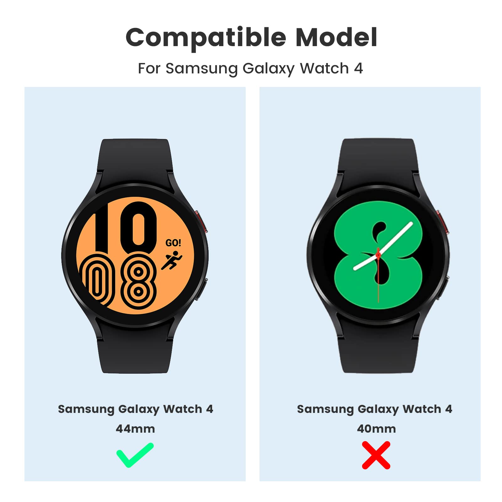 Verilux Black PC Matte Cover Case for Samsung Galaxy Watch 4 44mm with HD Screen Guard