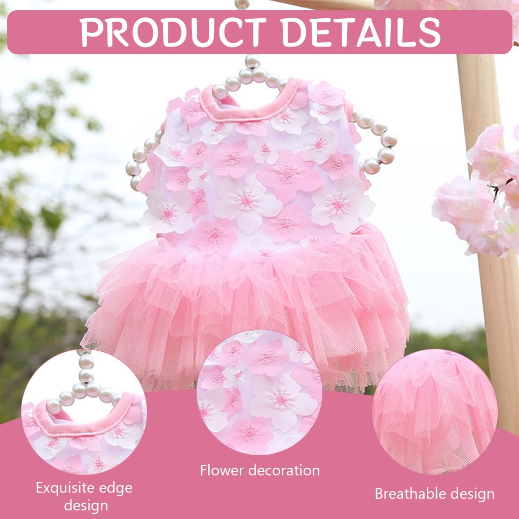 Qpets Dog Clothes for Small Breeds 3.5–4.5kg featuring Lace Skirt and Pink Floral Design