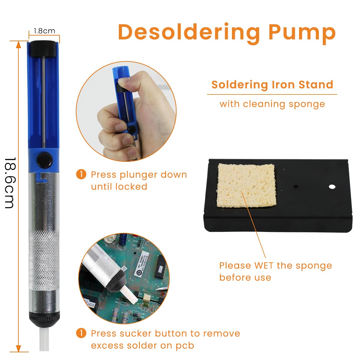 Serplex® Electronics Soldering Iron Kit 80W LCD Digital Display Welding Tool with Adjustable Temperature 5pcs Solder Iron Tips Desoldering Pump Tweezers Stand Solder for Soldering Set