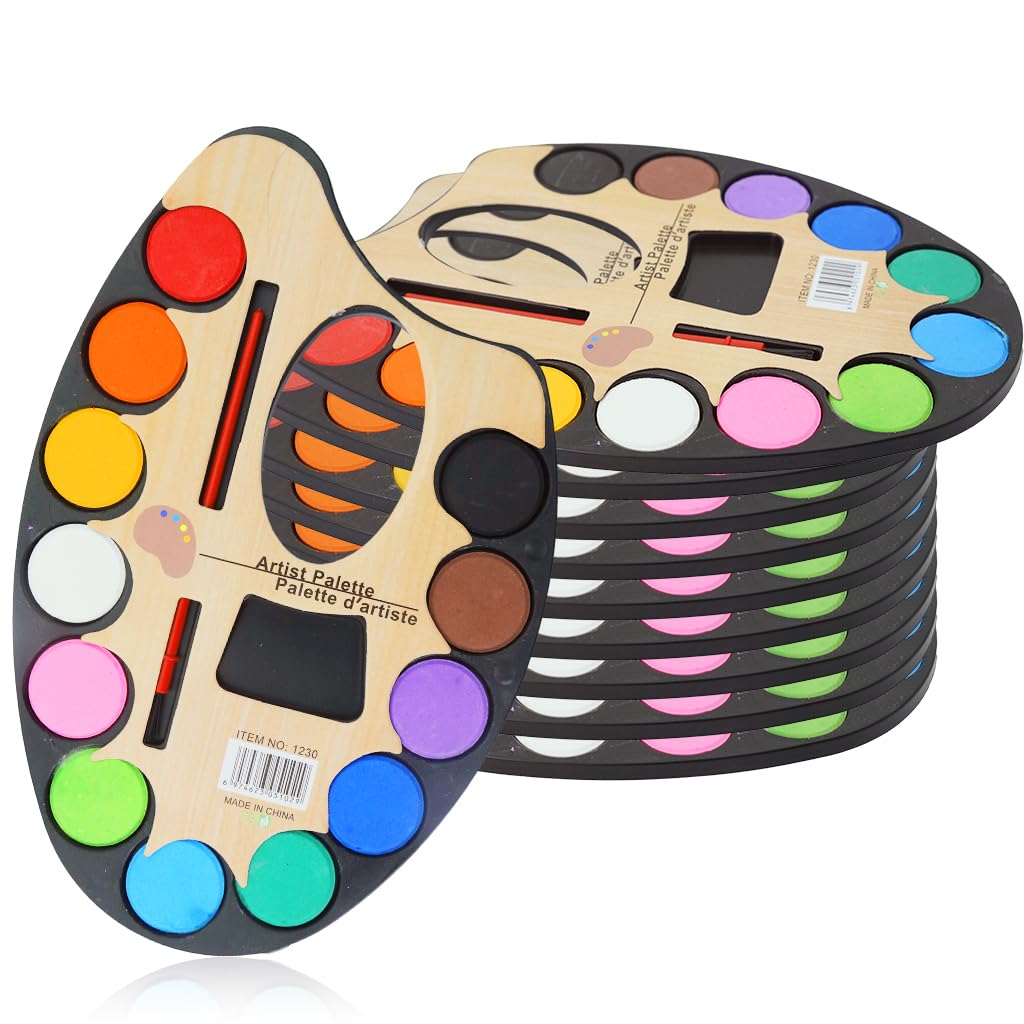 PATPAT Artist Palette for Kids with 12 Water Based Colors and Brush | Safe Non Toxic Set