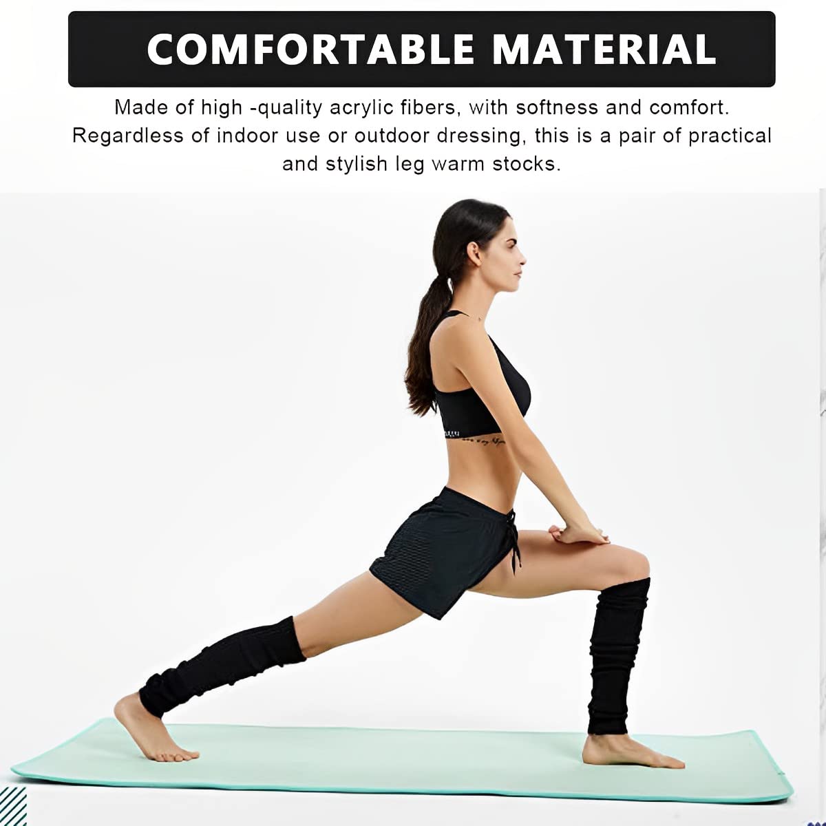 PALAY Leg Warmers for Women and Girls with 44 cm Length featuring No Slip Elastic Fit | Soft Black Ribbed Knit for Dance Yoga and All Season Wear