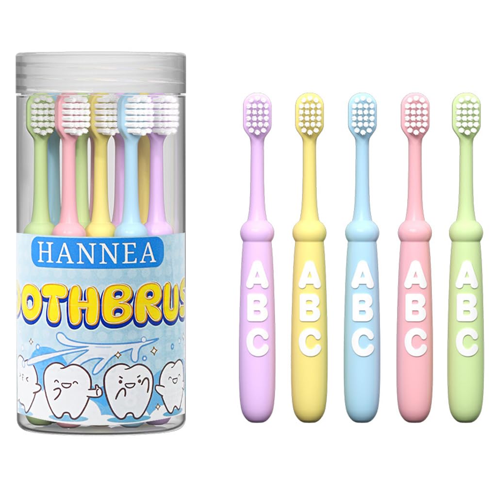 HANNEA Kids Toothbrush Set featuring 30pcs Soft Bristles and Rubberized ABC Handle for Ages 6–12