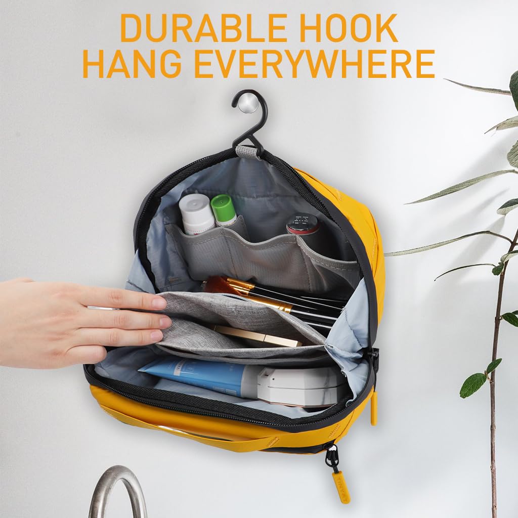 ZIBUYU Toiletry Bag for Men with Multi Layer Storage and Wide Open Zipper | Yellow Organizer