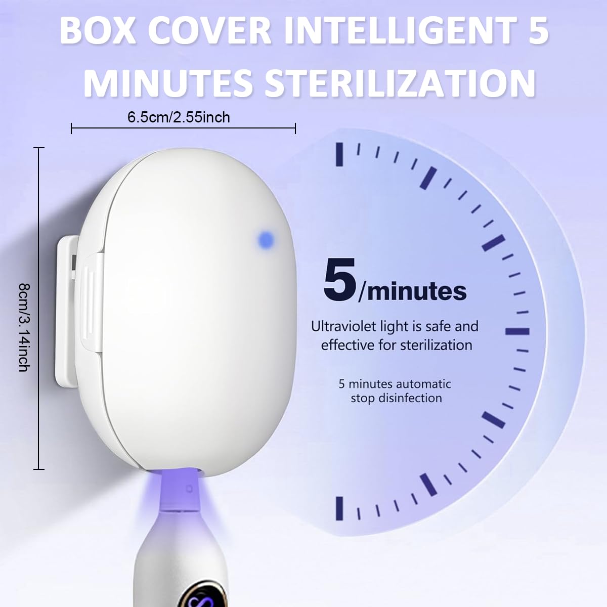 HANNEA UV Sanitizer Toothbrush Holder for Bathroom with Smart Automatic Disinfection | 2 PCS USB Rechargeable Wall Mounted Design