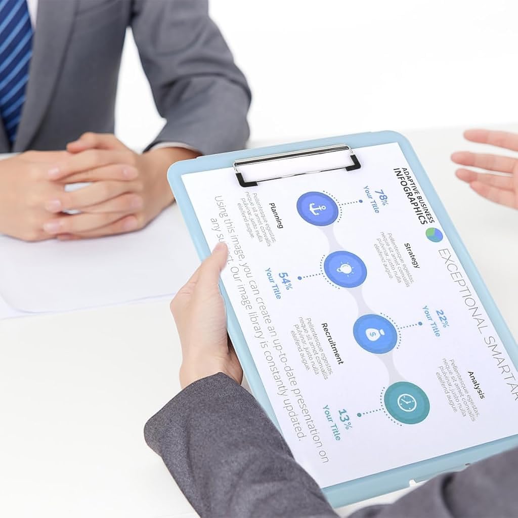 ZIBUYU Exam Pad A4 File Holder for Students with Snap Buckle Closure and PP Cover | Blue