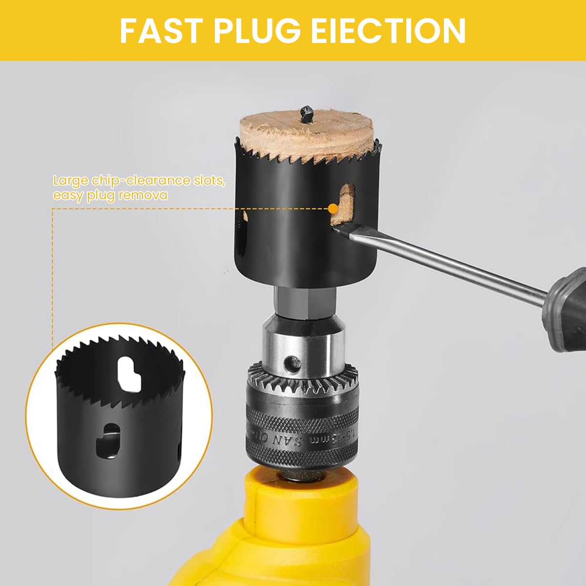 Serplex Impact Drill Attachment for Door Lock Installation with Hole Saw 1-3/8 to 1-3/4 in | Precision Keyhole Guide Kit