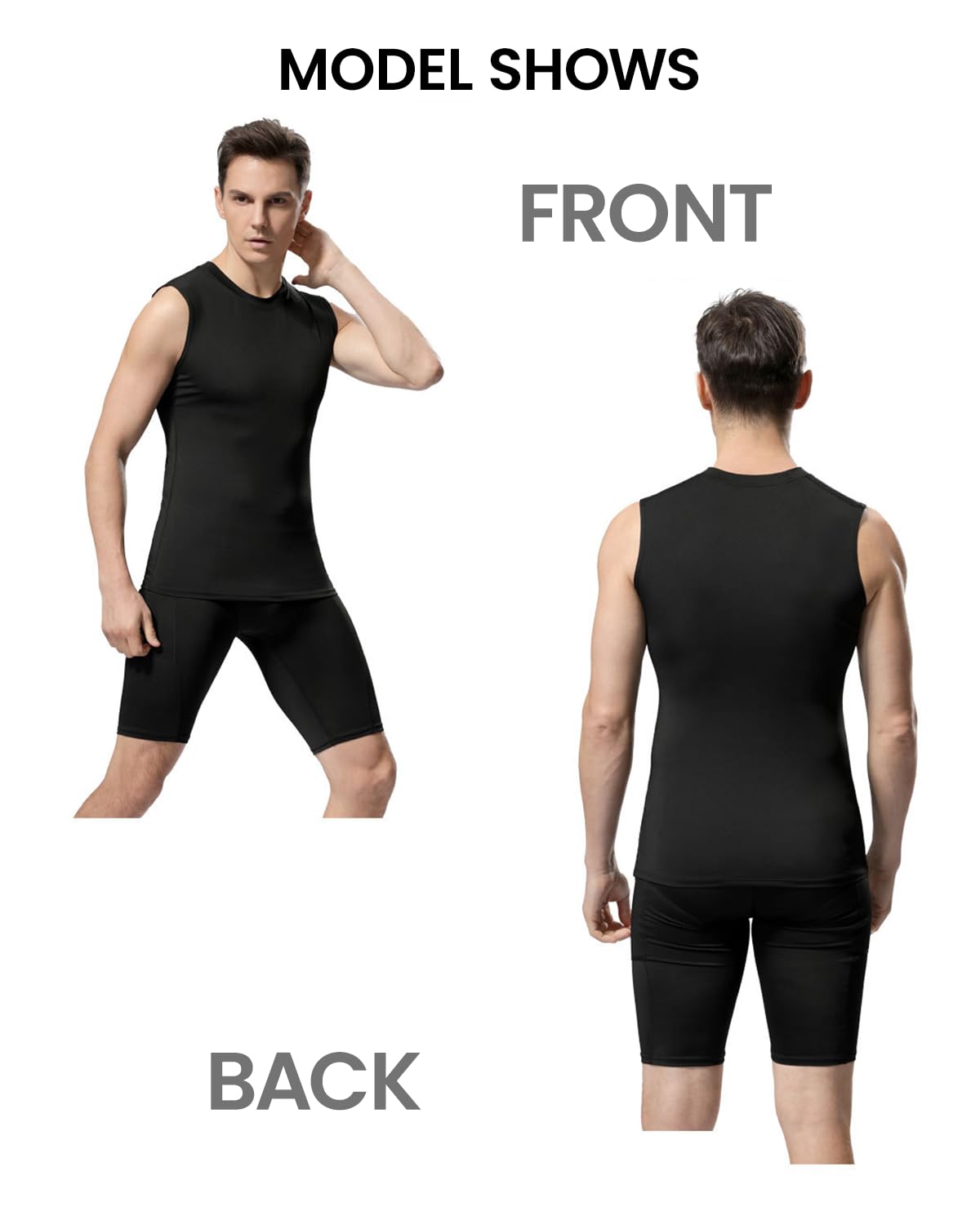 GUSTAVE Sleeveless Tshirt for Men featuring Quick Dry Ice Silk Fabric Size XL 65cm | Black Gym Vest