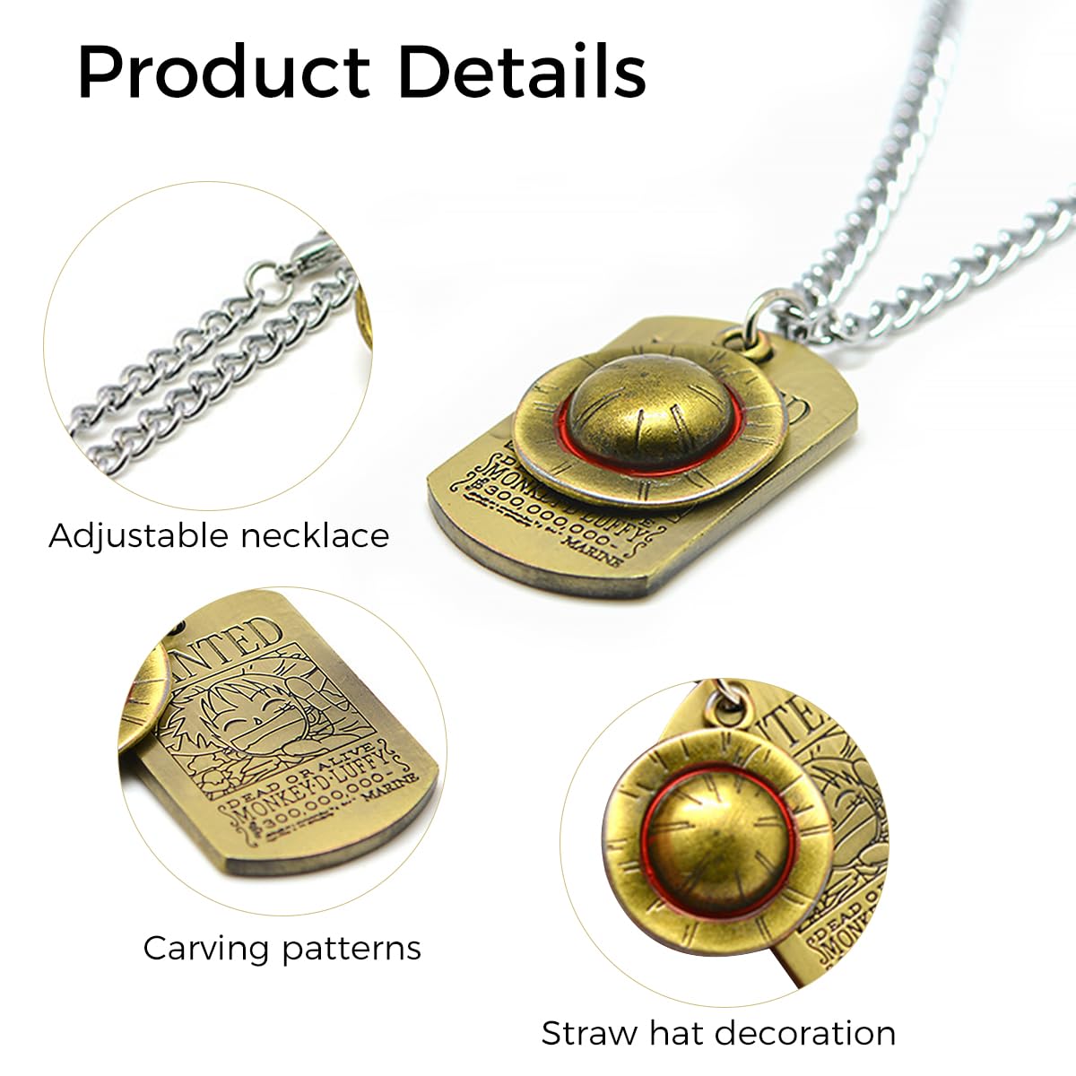 Zibuyu Anime Pendant Necklace for Men and Women featuring Monkey the Luffy Cosplay | Straw Hat Pirates Chain Accessory