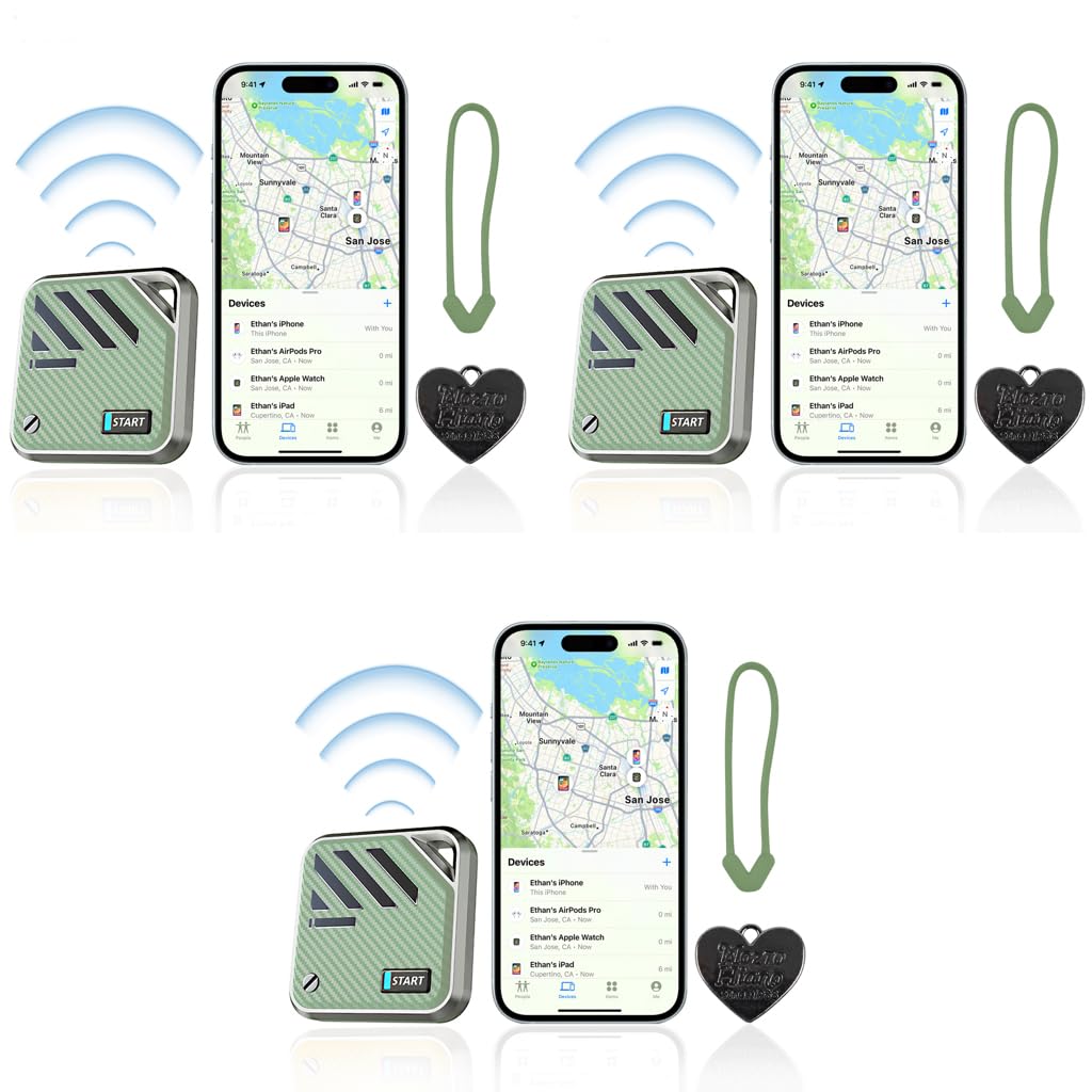 Verilux Air Bluetooth Tracker for iOS with Loop Hole Design and 3.2×3.2×0.94 cm Size | 3 PCS Green