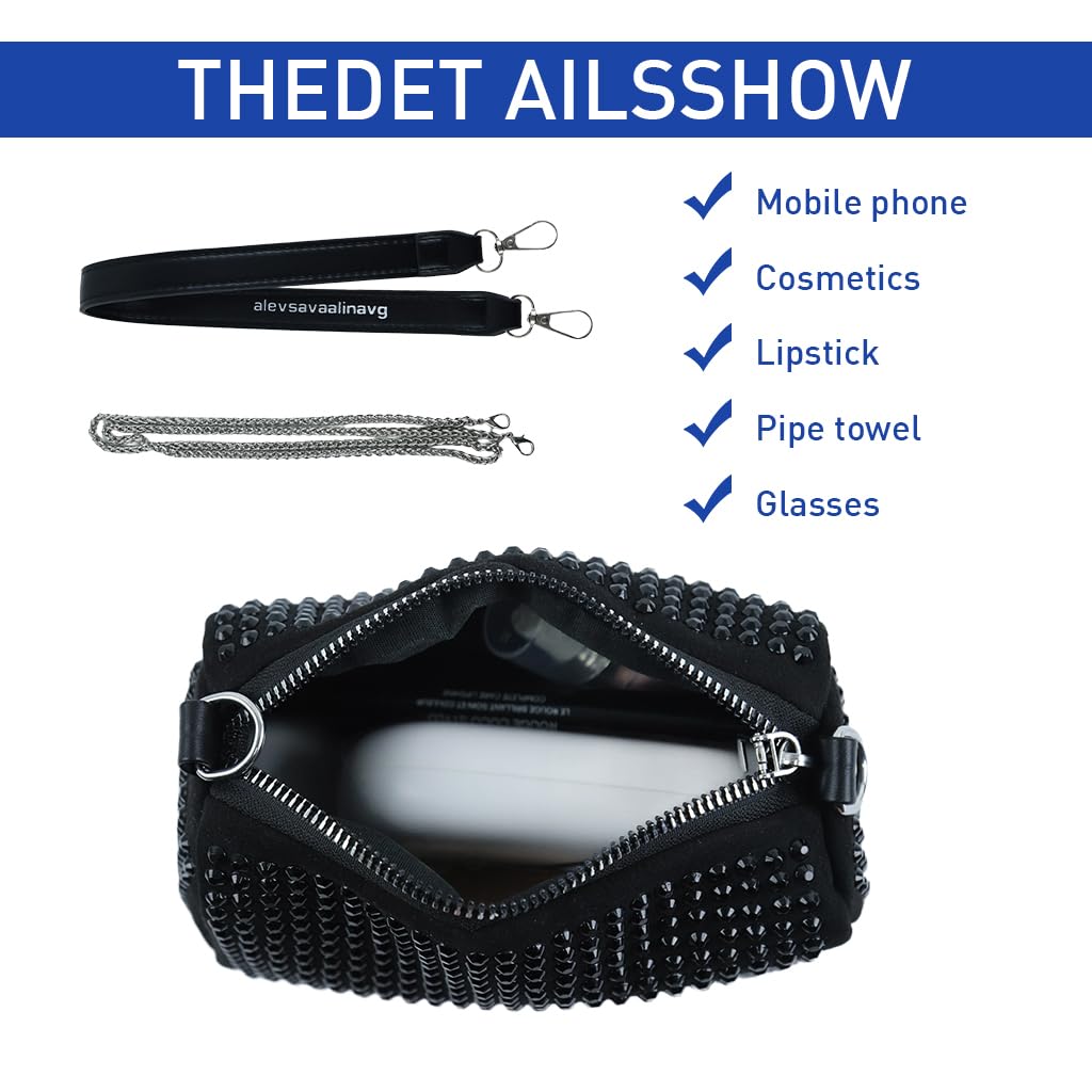 Zibuyu Sling Bag for Women with Dual Shoulder Straps featuring Black Diamond Design | Trendy Crystal Purse