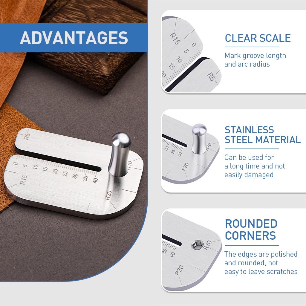 HASTHIP Leather Craft Punch Aid Plate with 4cm Slot and Double Side Scale | Stainless Steel Tool for DIY Leather Projects