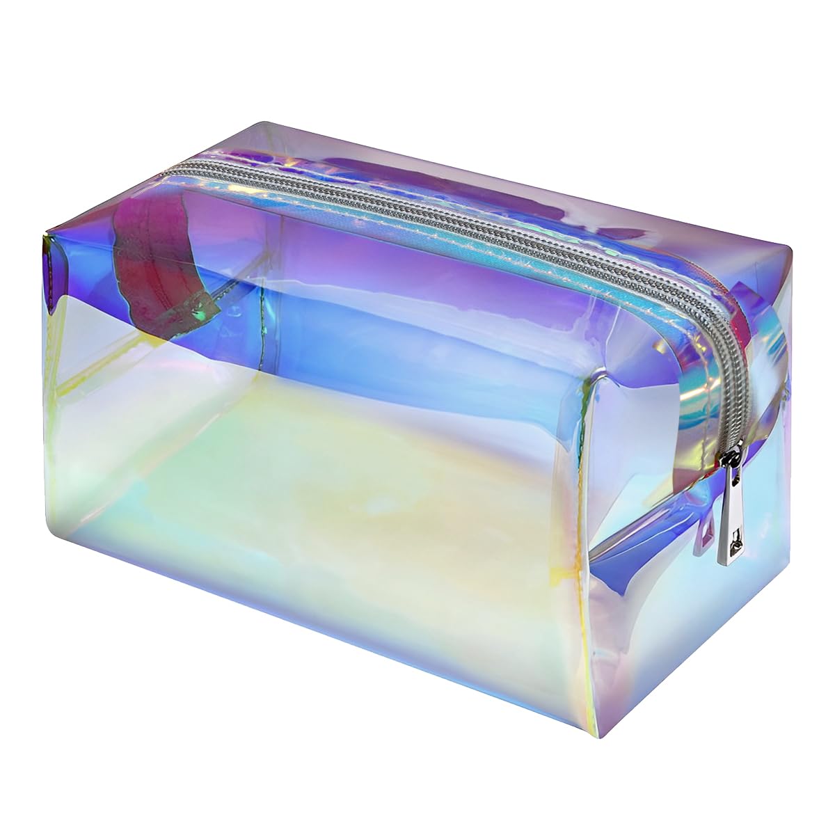 MAYCREATE Makeup Pouch Organizer for Travel with 16×8.5×9 cm Capacity featuring TPU Waterproof Design | Semi Transparent Cosmetic Bag for Women