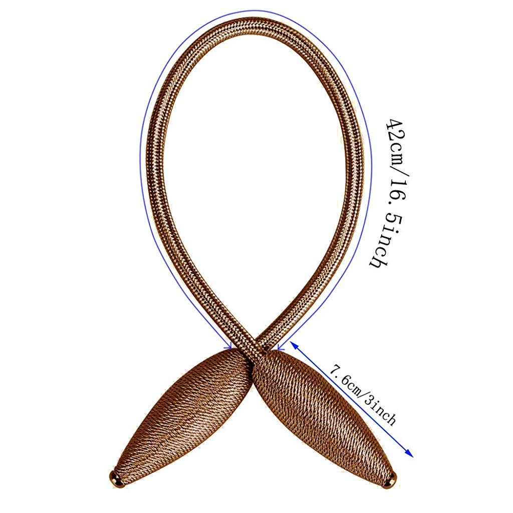Hasthip Curtain Tiebacks with Alloy Clip for Home Decor 58cm Length | Coffee Brown Polyester Pack of 2