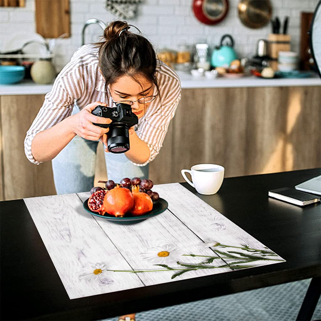 ZIBUYU 2pcs Backdrop Sheet for Photography,34.3x22.5Inch Photography Backdrop Sheet Double Side Retro Wooden Pattern Copperplate Paper Waterproof Backdrop Sheet for Photo Studio Shooting - 2