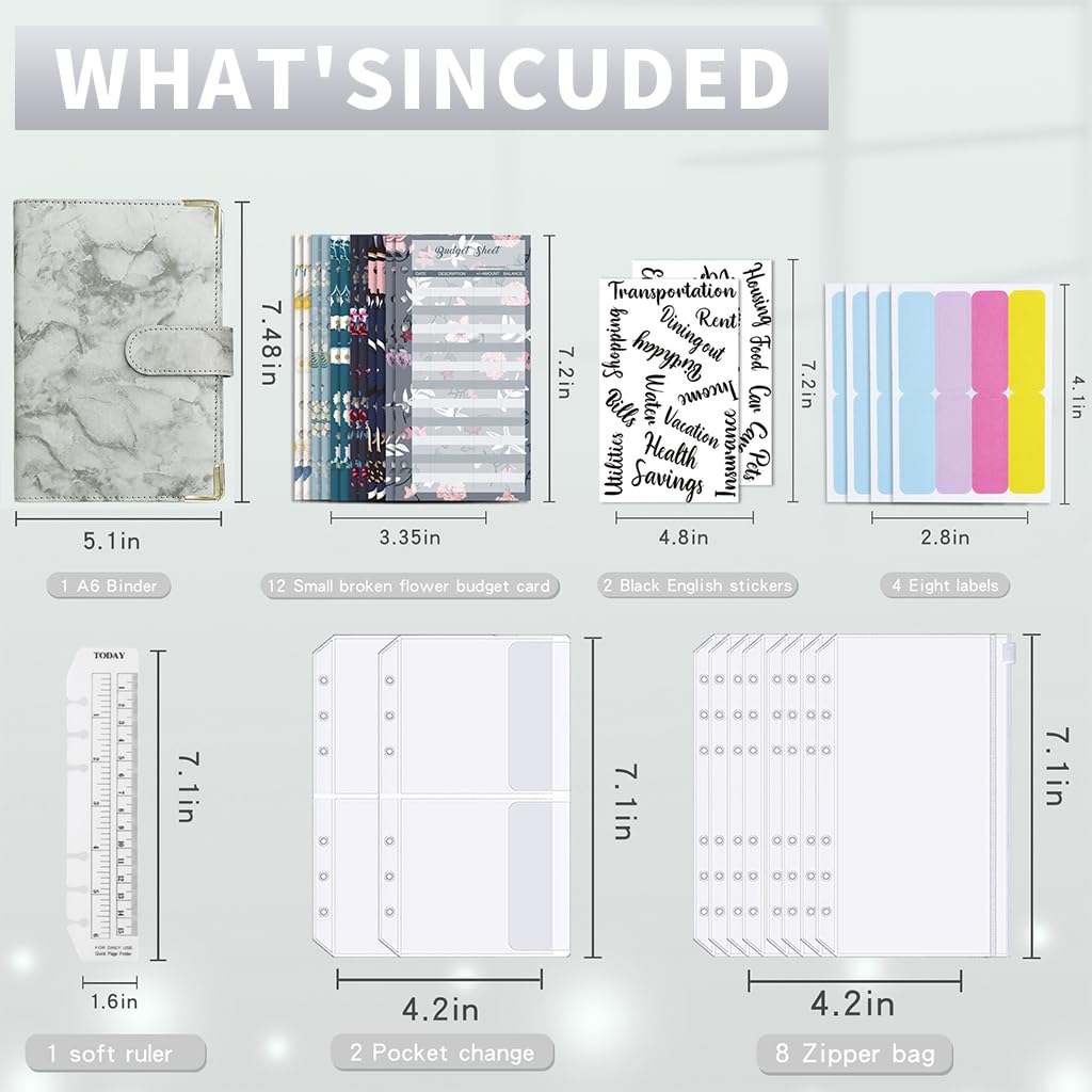 Climberty A6 Budget Binder for Cash Management with 8 Envelopes and 6 Ring PU Cover | Money Organizer for Home and Office