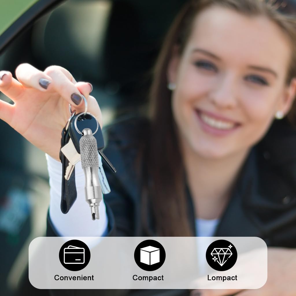 STHIRA Valve Core Removal Tool for Car, Bike and Motorcycle Tires with Ergonomic Grip | Compact Keyring Design
