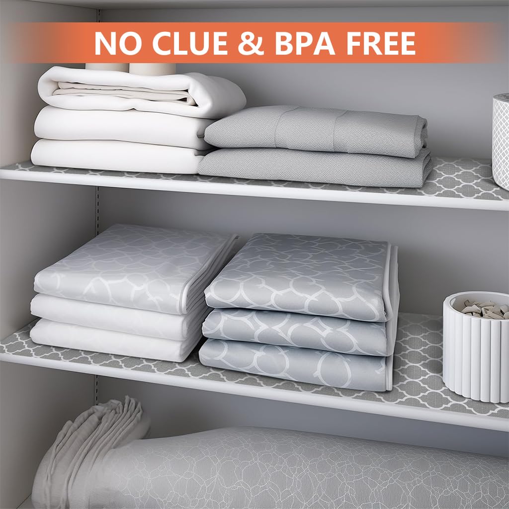 HASTHIP Cabinet Liner Mat for Shelves and Drawers with Trim to Fit 45cm x 300cm PVC Waterproof Grey