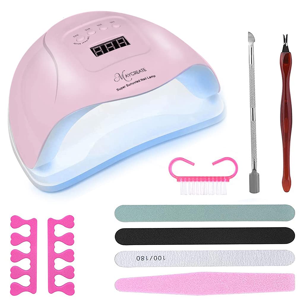 MAYCREATE  120W UV LED Nail Lamp - Faster Nail Dryer Gel Polish Light,UV Gel Lamp With 36 Light Beads & 4 Timer Setting,Professional Curing Lamp for Fingernail and Toenail (Pink)