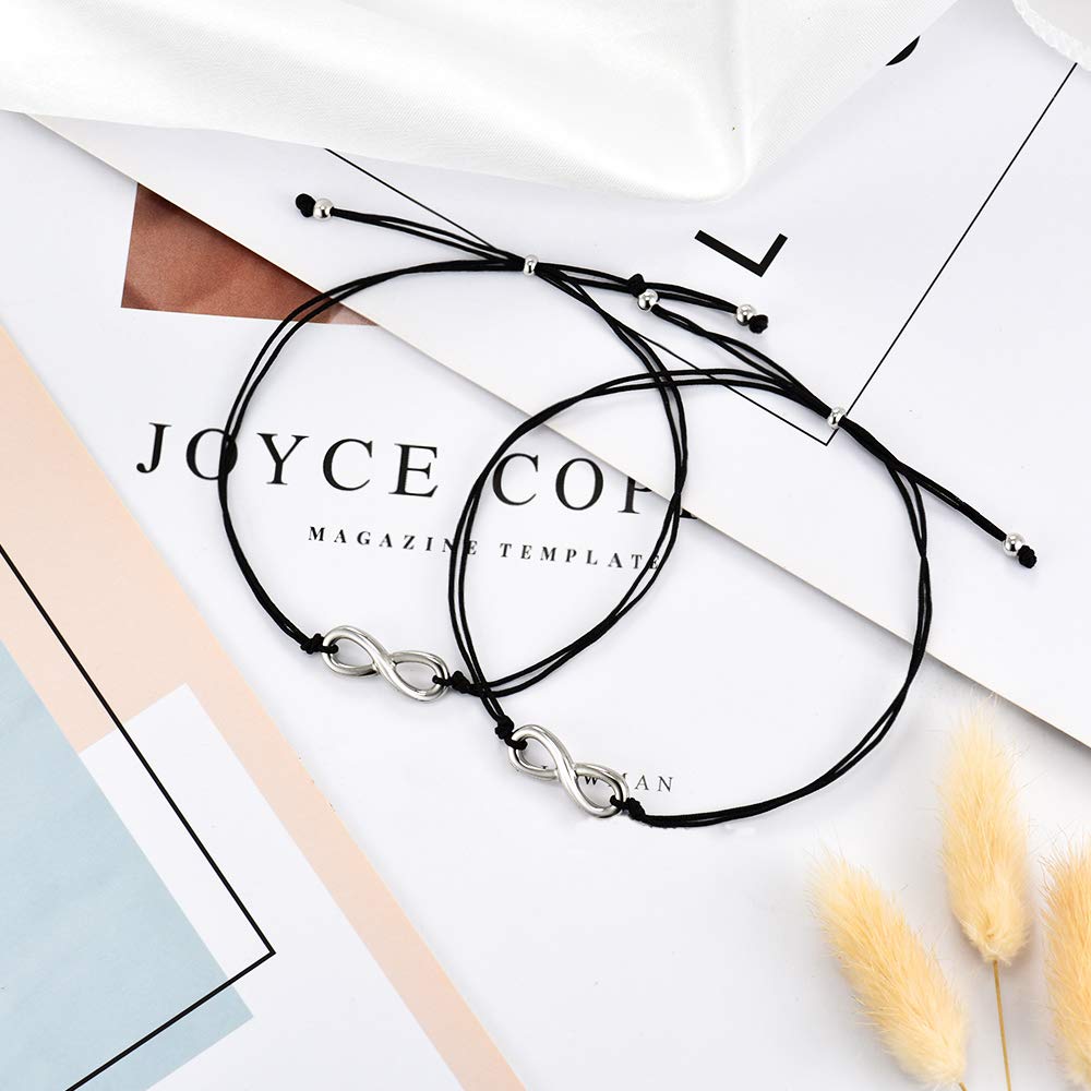 ELEPHANTBOAT Adjustable Infinity Symbol Bracelet for Couples and Friends | 4–9 in Fit