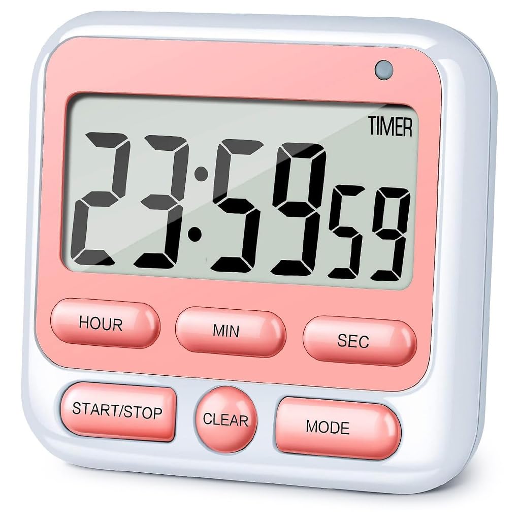 HASTHIP® Digital Kitchen Timer with Mute/Loud Alarm Switch ON/Off Switch, Big Digits Loud Alarm Magnetic Backing Stand Cooking Timers Baking Alarm Clock 24hs Countdown Timer (Battery Not Included)