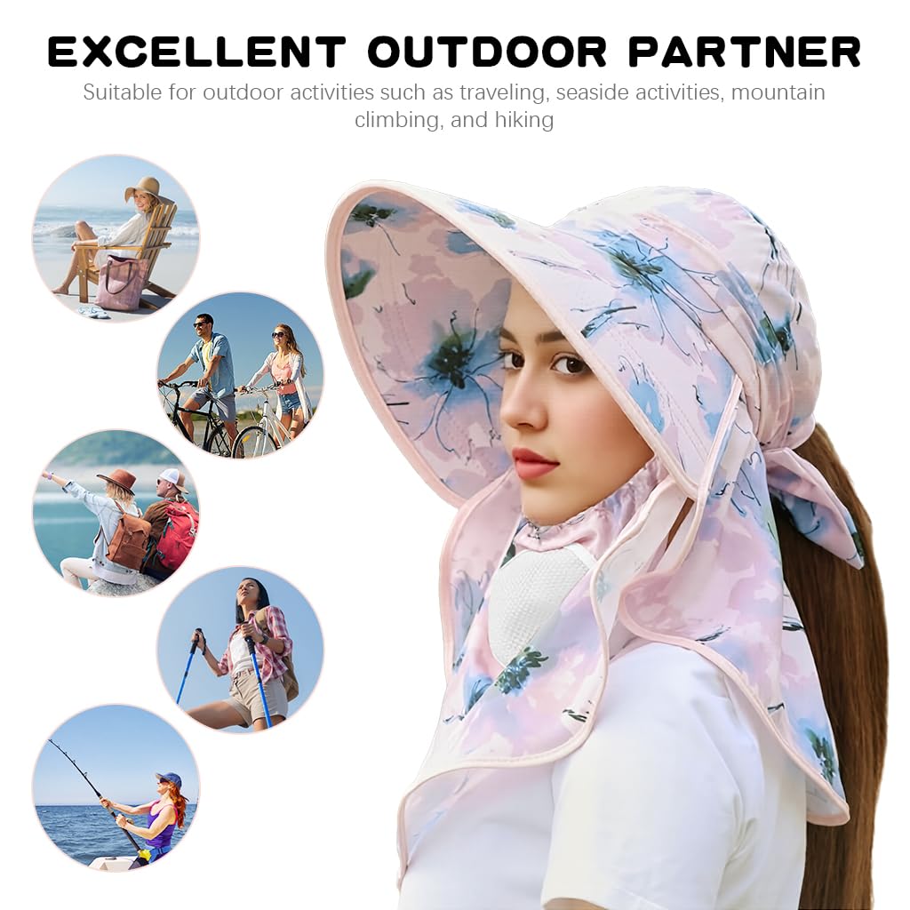 SANNIDHI Sun Hat for Women with UPF50+ Wide Brim and Removable Face Mask | Floral Print Summer Protection